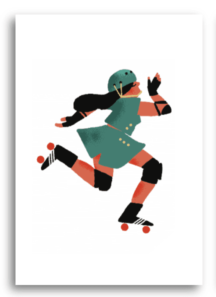 carte postale roller girl derby