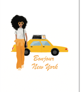 carte postale new york taxi jaune