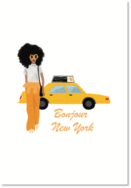 carte postale new york taxi jaune