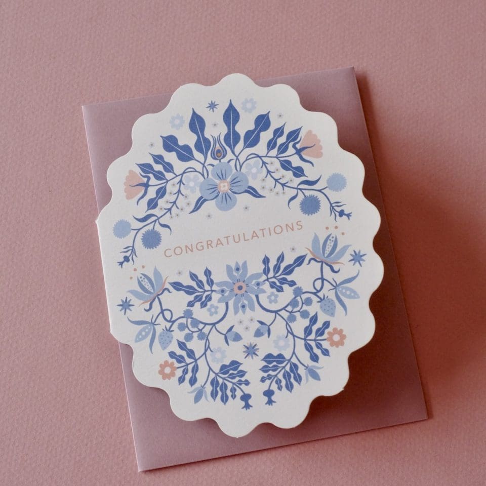 Carte Congratulations Fleurs Bleues – Image 3