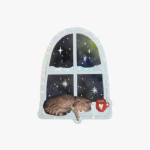 Sticker Holographique Winter Chat Cosy