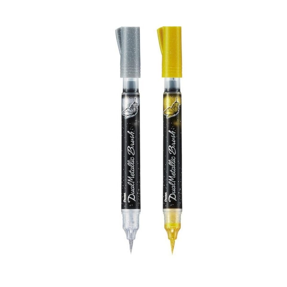 Rollers Pentel Dual Metallic Brush Silver & Gold