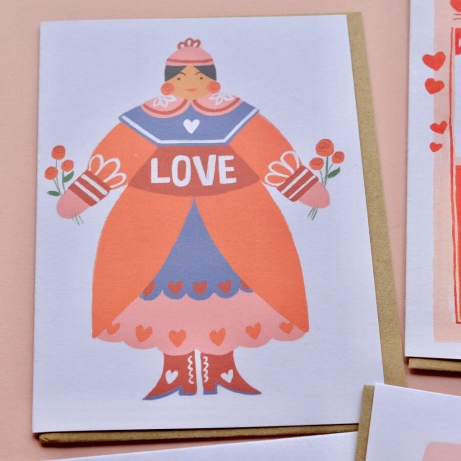 Carte Red Love Folk Lady – Image 2