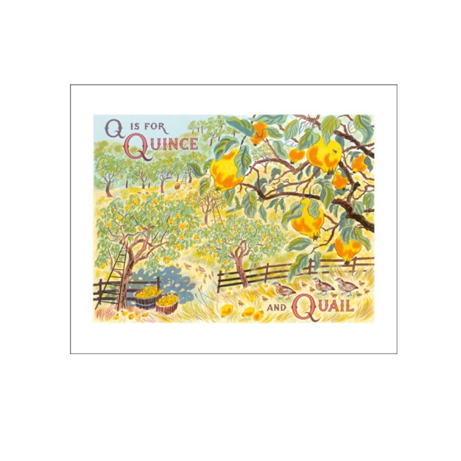 Carte de voeux Alphabet Q is for Quince & Quail